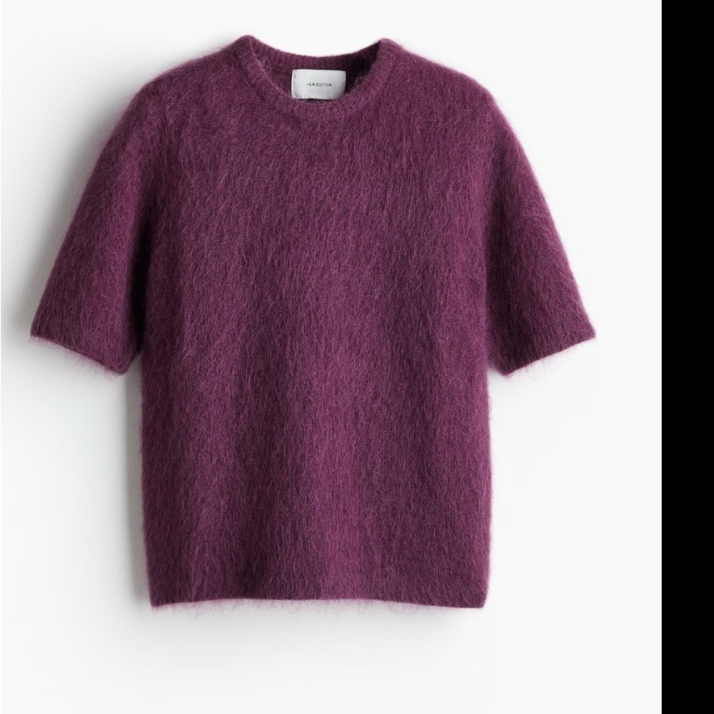 Purple Fuzzy Short Sleeve Sweater